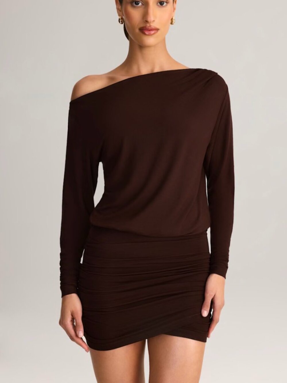 Oh Polly One Shoulder Ruched Mini Dress – NWT